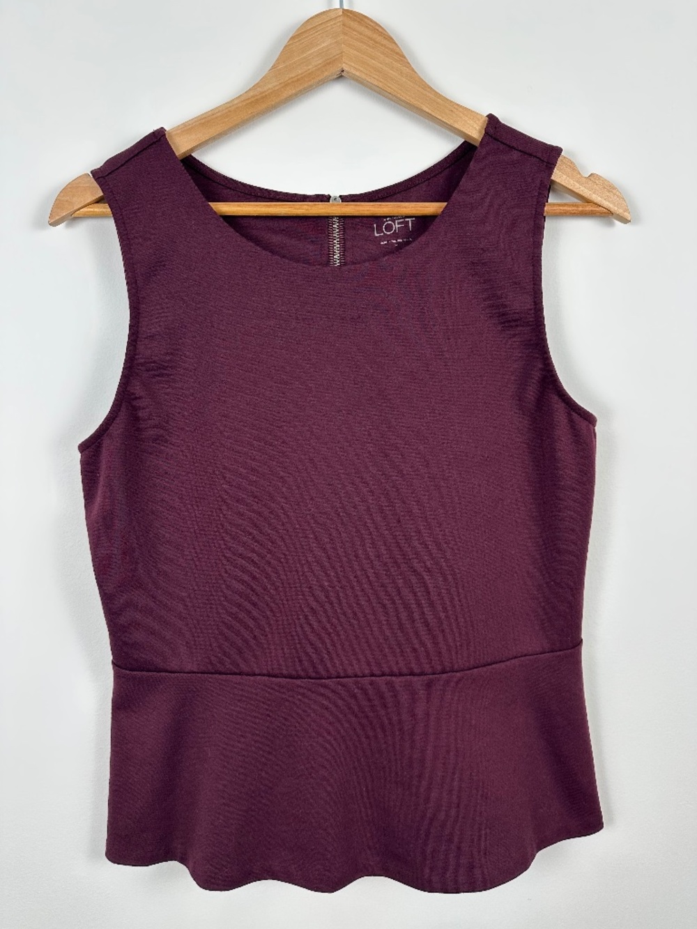 Ann Taylor LOFT Burgundy Peplum Top, Size M